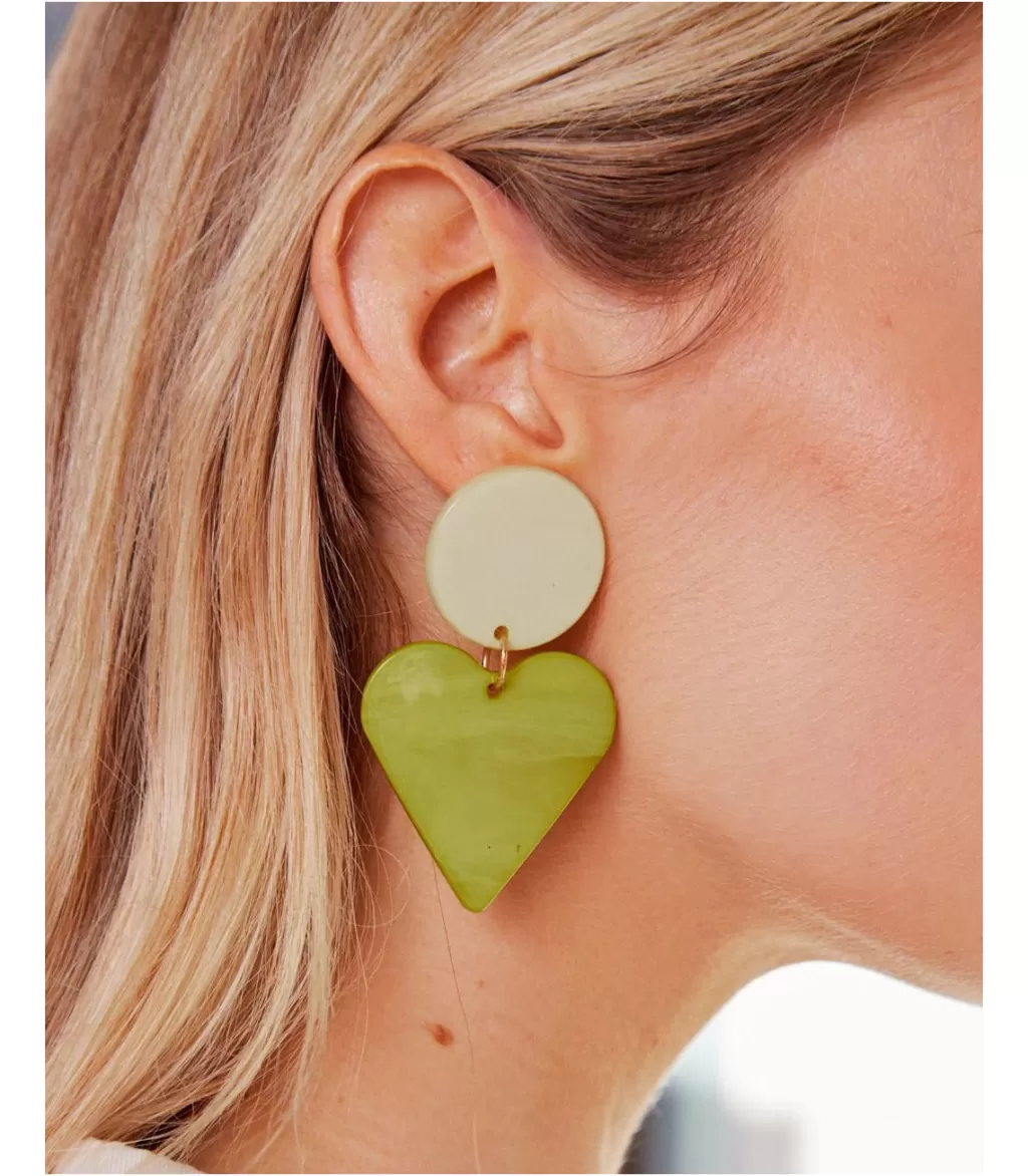 Polin et moi Pendientes Verde Corazón> BISUTERÍA | FERIA